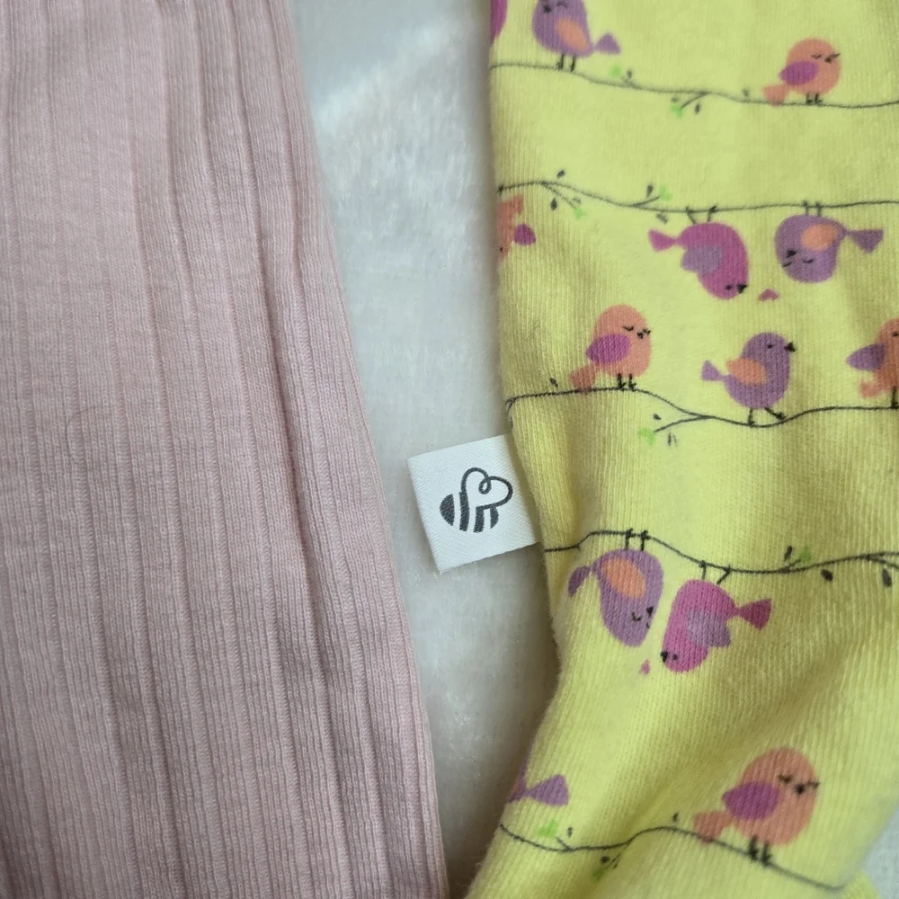 First Moments & Carters 2pc Gown Cap Pink and Yellow ‎ One Piece 100% Cotton New